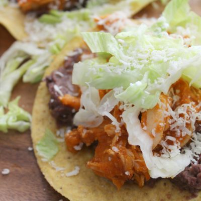 Spicy Chicken Tostadas (Tinga de pollo)