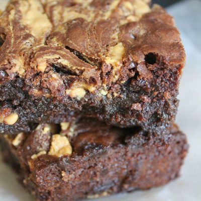 Crunchy peanut butter swirl brownies