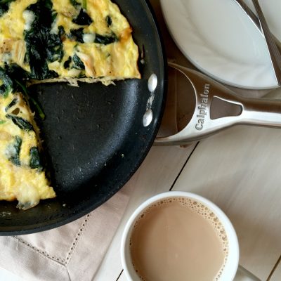 spinach, turkey ham and cheese frittata for two