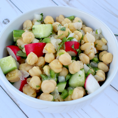chickpea salad with lime, onion and cilantro dressing